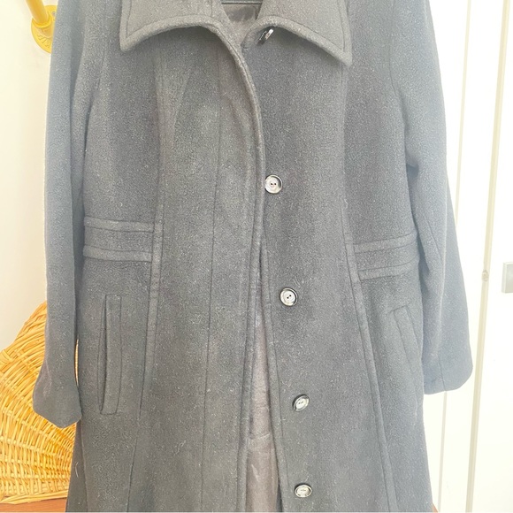 JONES NEW YORK - Cashmere & Wool Warm Timeless Black Long Pea Coat - size 12 - Picture 15 of 16